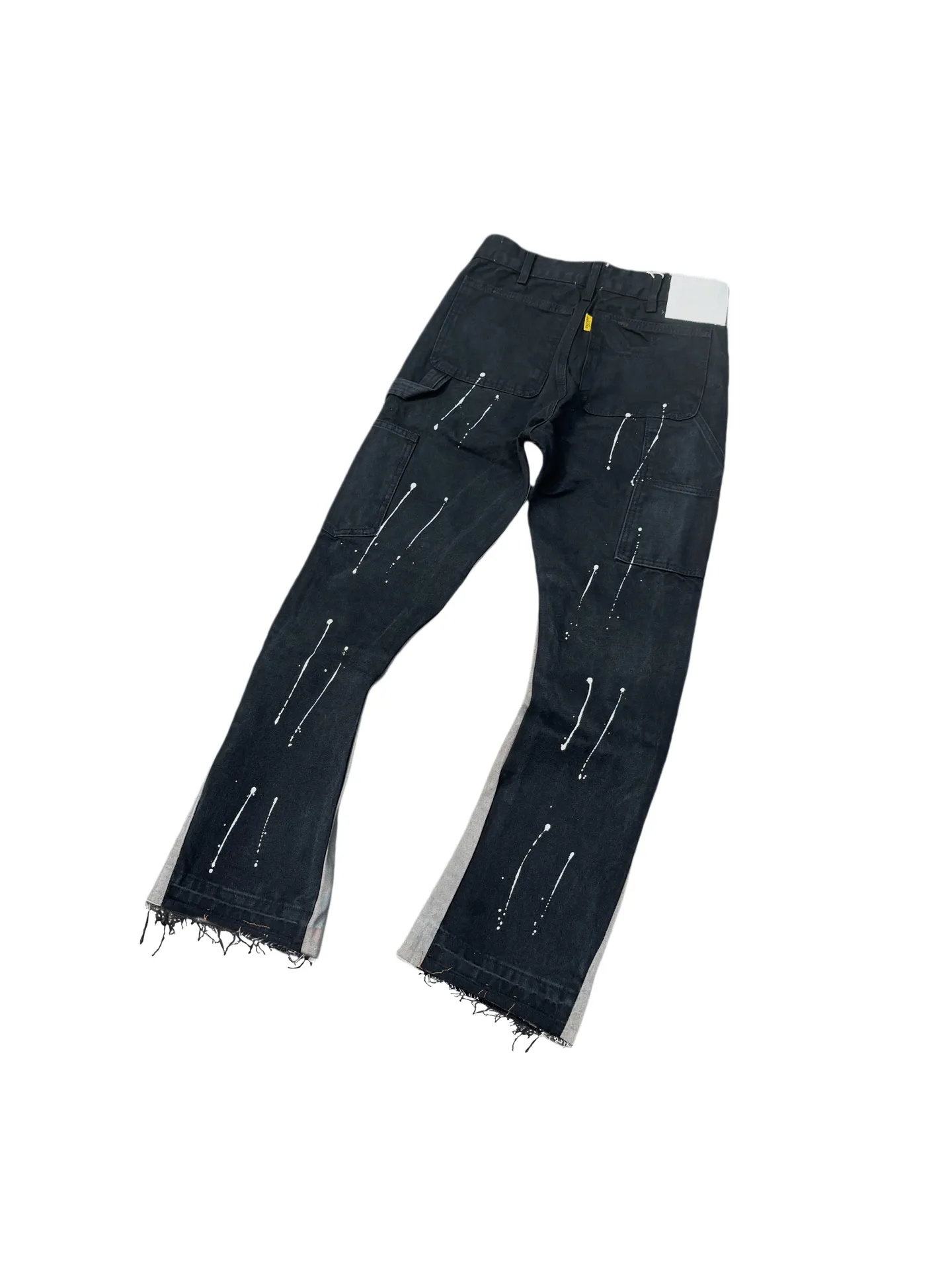 P220💰G33 GALLERY DEPT. Spliced ​​washed retro jeans for men and women high street splashed ink trousers micro-flared casual trousers trendy couple same style Color: Black Size: S-XXL (corresponding to 28-36)